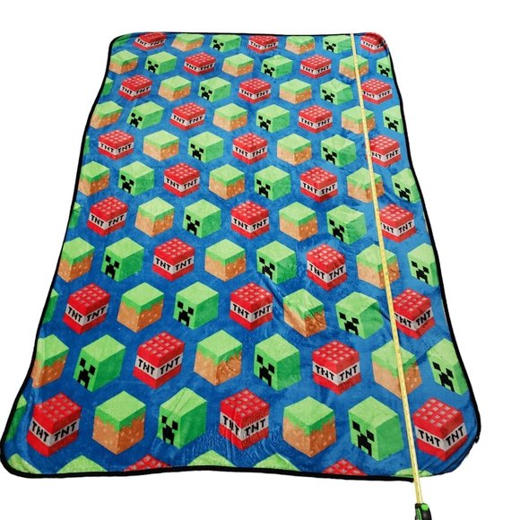 Minecraft Fleece Twin Blanket Kid Plush Throw Cover All Over Print 88 in x 56 in - Picture 4 of 7